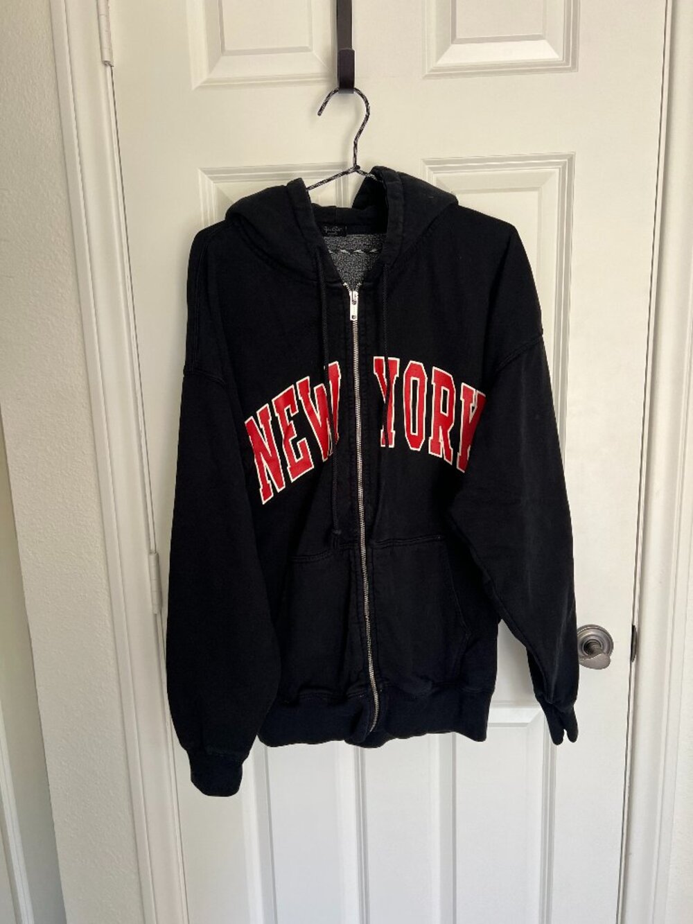Brandy Melville John Galt New York Zip Up Hoodie Black OS